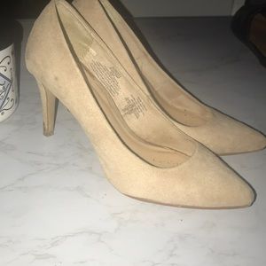 Cream suede heels
